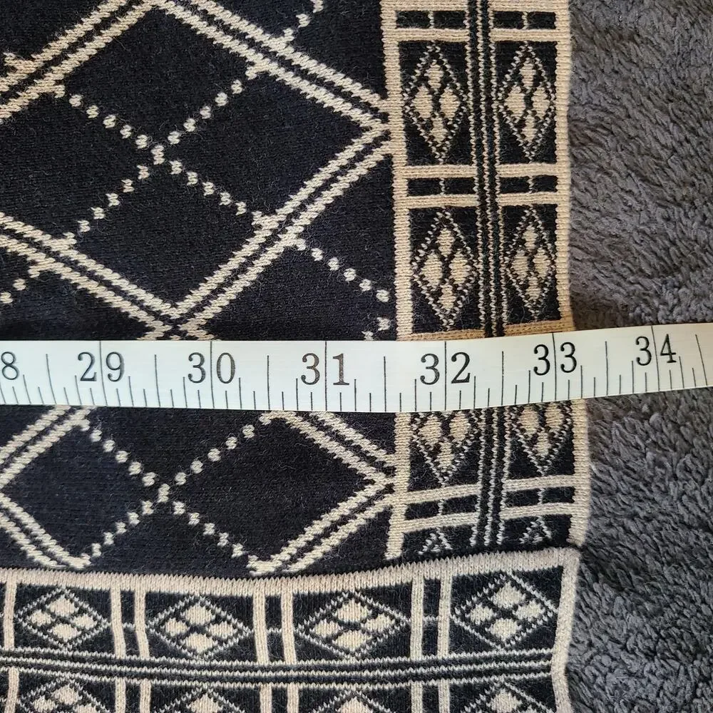 Susan Graver Cardigan Womens 2X Black White Diamond Geometric Knit Monochrome - Picture 10 of 11